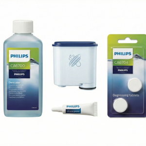 پکیج سرویس و نگهداری اسپرسوساز فیلیپس (رسوب‌زدا و جرمگیر+فیلتر آب+قرص چربی زدایی+فیلتر آب)