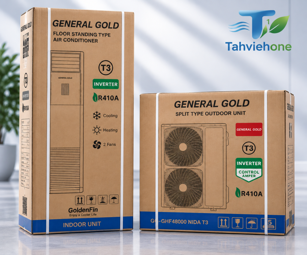 جنرال گلد 48000 سرد و گرم T3 اینورتر R410 مدل GG-GHF48000 NIDA T با گارانتی یک ساله تهویه وان